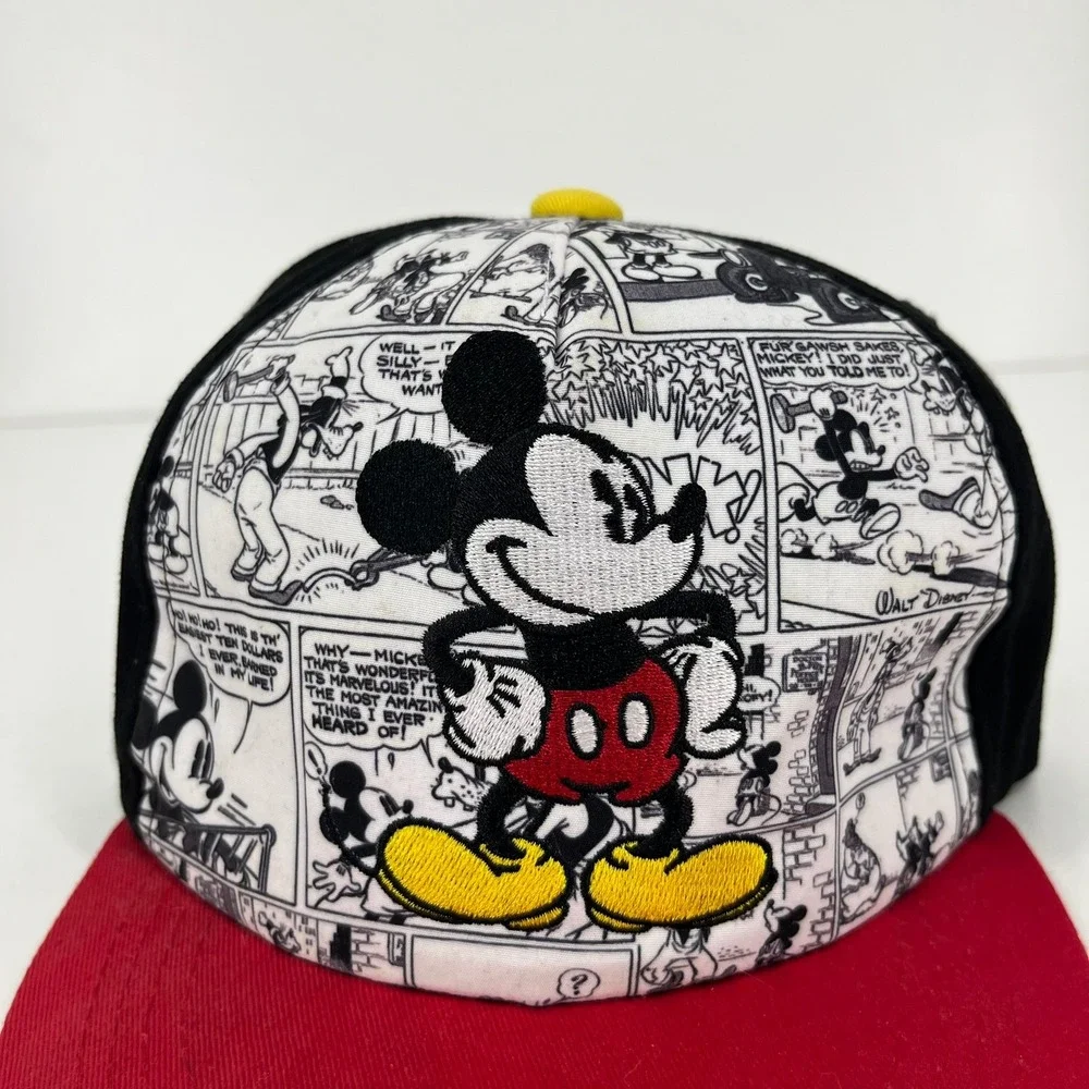 Disney Mickey Mouse Boys Comic Strip Snapback Hat Black Red White